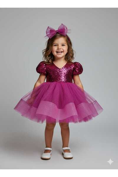 Minik Terzi Pembe payetli elbise