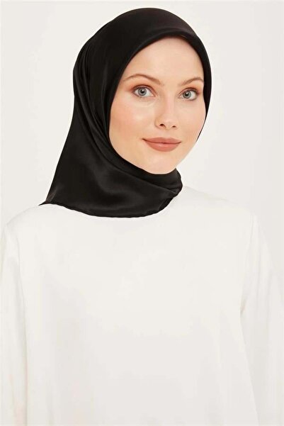 Armine Eșarfă din mătase din twill din seria Nostalgia, neagră simplă 0010-01NT