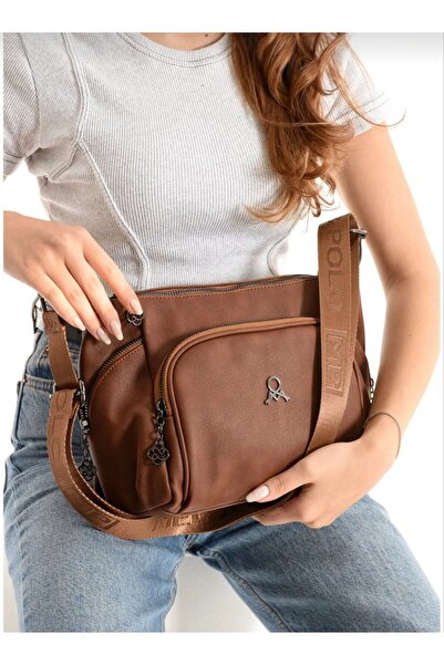 MEGA ÇANTA حقيبة كتف نسائية باللون البني الفاتح