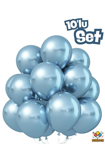 Bunloon مجموعة بالونات كروم بلو مكونة من 10 بالونات لامعة |   زينة الحفلات وأ...