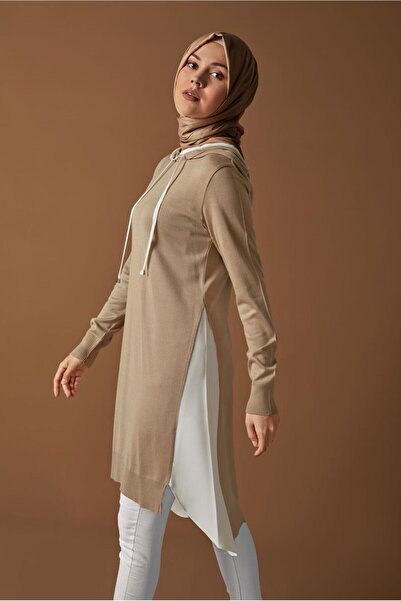 Alvina Πουκάμισο με κουκούλα Τεμαχισμένο πλεκτό τουνίκ 41060