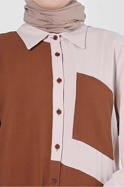 Alvina TWO COLOR BUTTON TUNIC WITH SIDE SLIT 43730