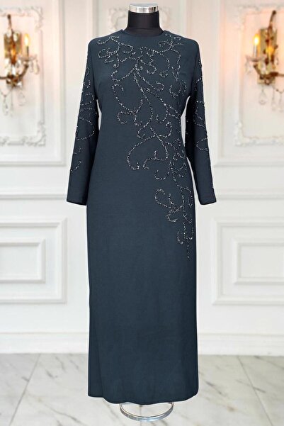 TRENDTESETTÜR Βραδινό φόρεμα με λεπτομέρεια σε γκρι πέτρα - T 3231