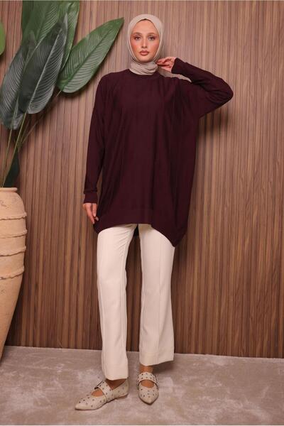 TRENDTESETTÜR Women's Burgundy Knit Tunic t 4007