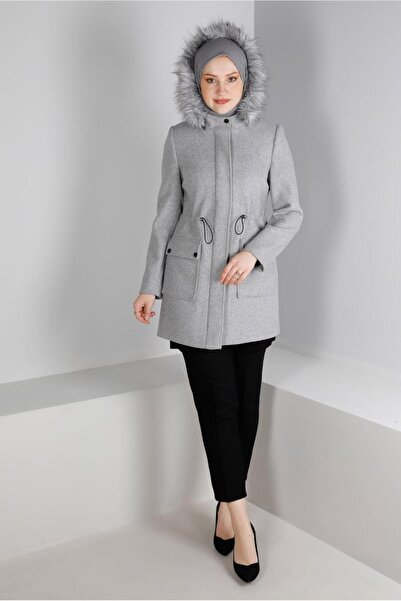 TRENDTESETTÜR WOMEN'S SILVER HOODED COAT T 90353