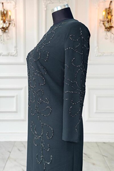 TRENDTESETTÜR Βραδινό φόρεμα με λεπτομέρεια σε γκρι πέτρα - T 3231