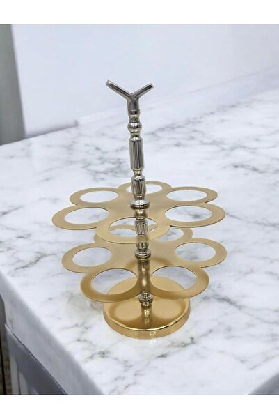 cc bin shihon Elegant two-tiered stainless steel coffee cup holder/tray with a luxurious Indian design. Holds 12 cups in gold or silver.