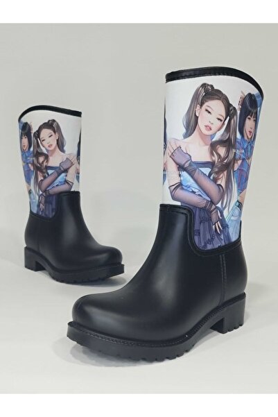Sea&Blue Blackpink Baskılı Su Geçirmez Kız Çocuk Yağmur Çizmesi - 2