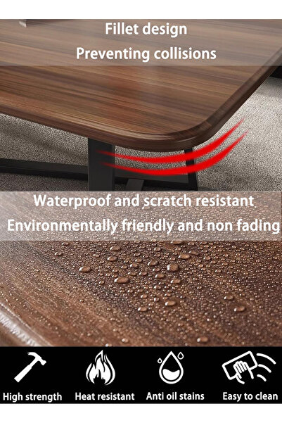 AGD Versatile large rectangular living room coffee table with black metal frame