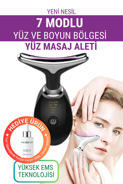 WUNİT Yüz Ve Boyun Ems Güzellik Cihazı 7 Modlu Heureux Kırışıklık Serumu Hedi...