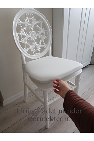 METİNEV Standart Sandalye Minderi, Süngerli Beyaz Renk Tfany Sandalye Ve Demir Sandalyelere Uygun