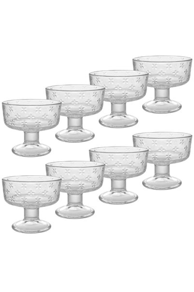 ALQANNAS 8-Piece Luxury Crystal Dessert Yogurt Set with Elegant Base | Serving Cups for Desserts, Ice Cream, and Fruits