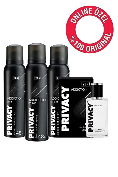 Privacy Men ADDICTION Edt Erkek Parfüm 50 ml Online Özel Ve Addiction Men Deodorant 3x150 ml