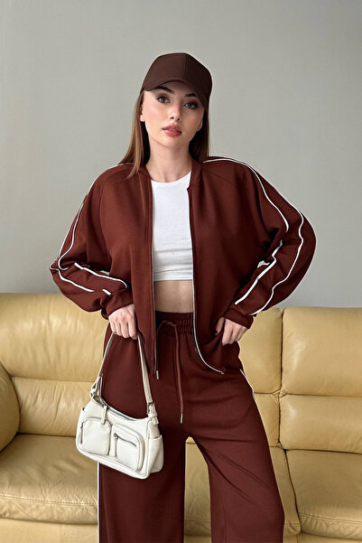 Balenbi طقم نسائي من قماش المودال مزدوج حواف أسطوانية سحابات 1127