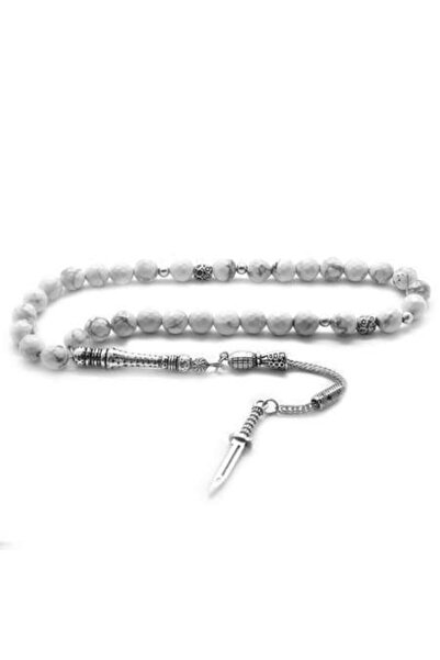 Generic Brand Mărgele de rugăciune din piatră naturală Howlite, cu ciucuri, c...