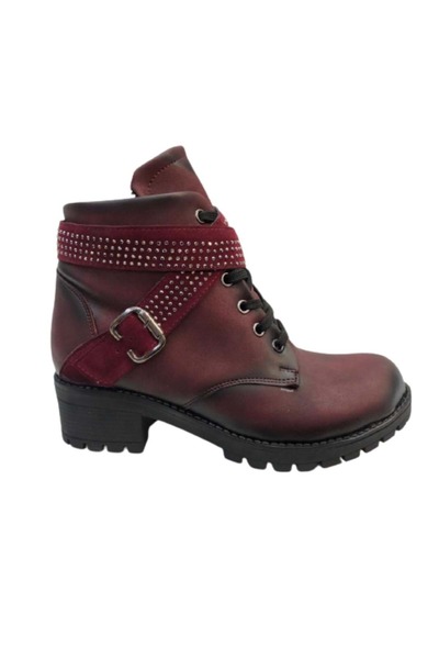 Mehtap 10025 Черевики з перехресними ремінцями БОРДОВІ