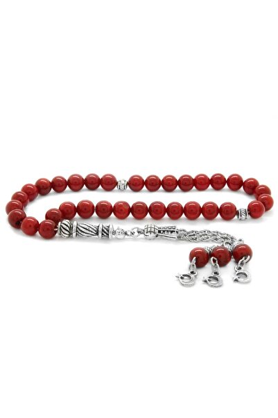 HepNaturel Non-Tarnish Metal Crescent and Star Tasseled Sphere Cut Red Mother...