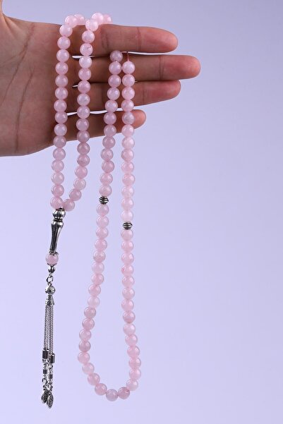 Mavera Doğaltaş Pink Quartz Natural Stone 99 Prayer Beads 8 mm Globe Cut