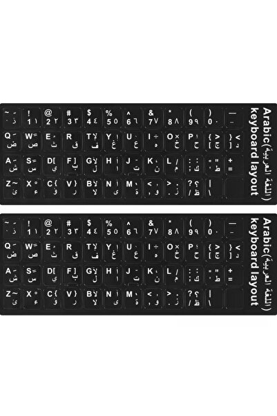 Taimi ملصقات لوحة مفاتيح عربية شفافة عالمية مكونة من قطعة واحدة مع حروف بيضاء