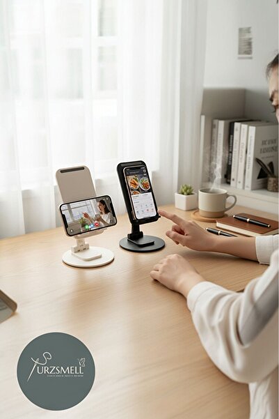 urzsmell 360 °   Rotating Adjustable Foldable Phone Tablet Stand Desktop Non-Slip Portable Holder Black