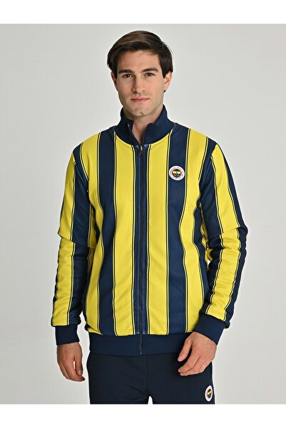 Fenerium Fenerbahçe S.K. 25/26 Tribün Çubuklu Çift Taraflı Erkek Peluş Ceket ...