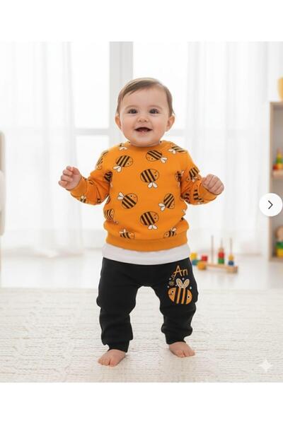 Pırlanta baby Arı Desenli 2'li Bebek Takımı Neşeli Stil