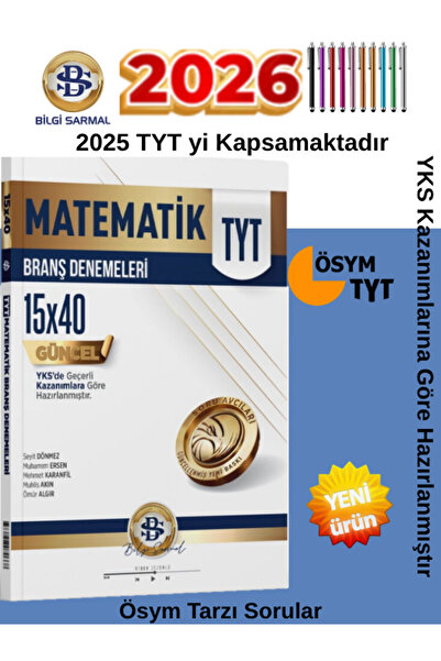 Bilgi Sarmal Yayınları Güncel Tyt Matematik 15x40 (600 Soru)  Branş Denemesi+...