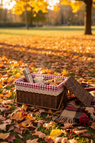 GenelTedarik Premium Kahverengi Rattan Örgü Piknik Sepeti Dantelli ve Bez İç ...