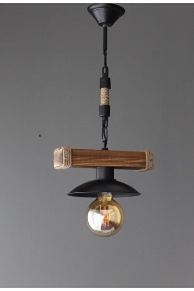 ONUR AVİZE Retro Wintage Tekli Ahşap Avize