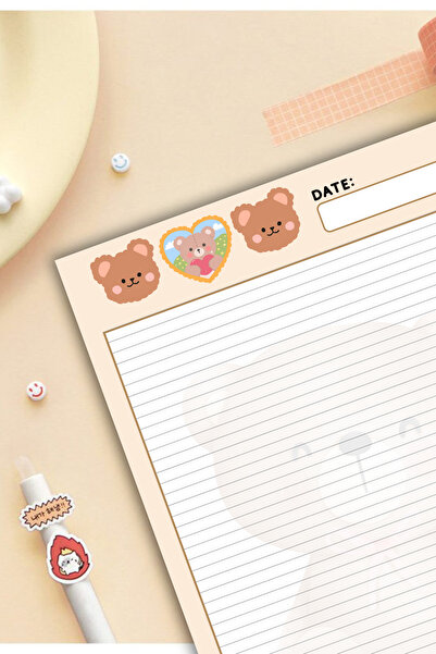 pnkycrco A4 Ayıcık Desenli Notepad Not Defteri Bloknot Ajanda Okul Defteri