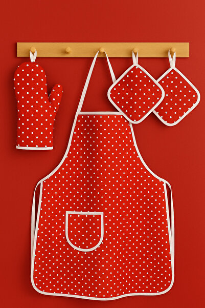 ÇIQRIK HOME 4 Piece Luxury Kitchen Apron Set, Liquid Proof Kitchen Apron, Oven Mitts and 2-Piece Holder Set