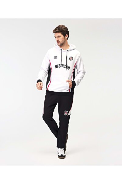 Beşiktaş S.K. Bjk Umbro 25/26 Team Training Cotton Men's Hooded Sweatshirt White