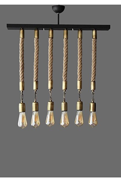 ONUR AVİZE Retro Eskitme Asya 6'lı Halatlı Sıralı Sarkıt Avize