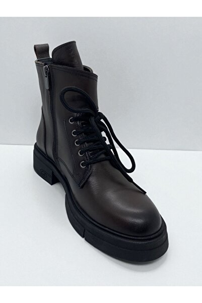 Stepka Shoes Side Hakiki Deri Fermuarlı Kadın Postal Bot