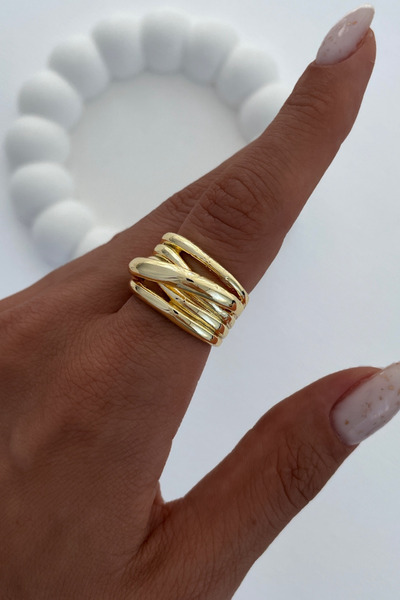 Leo'Stone Özel Seri Cilalı İç İçe Geçmiş Çoklu Halka Model Geniş Bombe Tasarı...