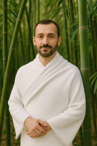 tawlu خيزران نهاري | ١٠٠ × ٢٢٠ سم | مُحَمَّر | عضوي | قطعتان | طقم إحرام للكبار