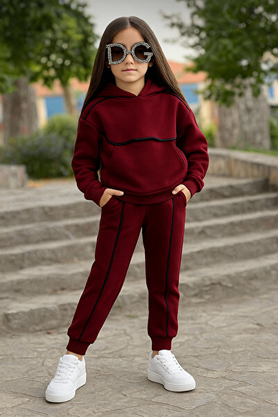 minikiss Set de trening pentru fete cu glugă