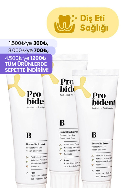 Probident Aktif Probiyotikli Doğal Florürsüz Akgünlük Özüt Ilaveli 3'lü Paket Diş Ve Diş Eti Sağlığı