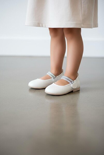PATİK BEBE Girl's Cream Color Stone Orthopedic Ballerinas