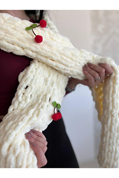 Moda Biçer Cherry Plush Scarf Beanie Set