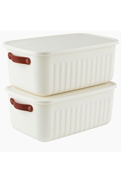 Hype Store Set of 2 Storage Boxes with Lids - 10 Liters - Orange - Portable w...