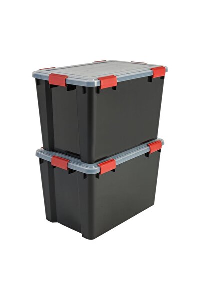 Hype Store Iris Ohyama, Set of 2 Airtight Storage Boxes, 70 L, with Clips, St...