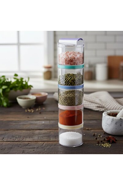 Hype Store Bremen 5-Piece Spice Rack Set, Spice Set 5 Pieces Colorful Snap-On...