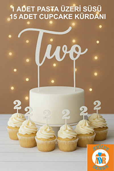 Atölye Doruk White 2Nd Birthday Cake Topper - Two Cake Lettering - Number 2 C...