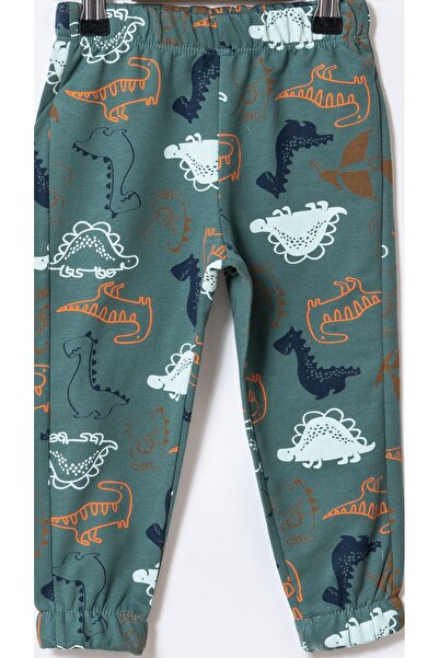 YUSALİ Dinosaur Pattern Printed 2-Ply Paddywear, Casual 100% Cotton Boys' Set
