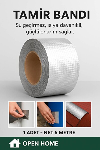 TOYFEST Su Geçirmez Isıya Dayanıklı Alüminyum Onarım Bandı 5cm x 5m – Güçlü Y...