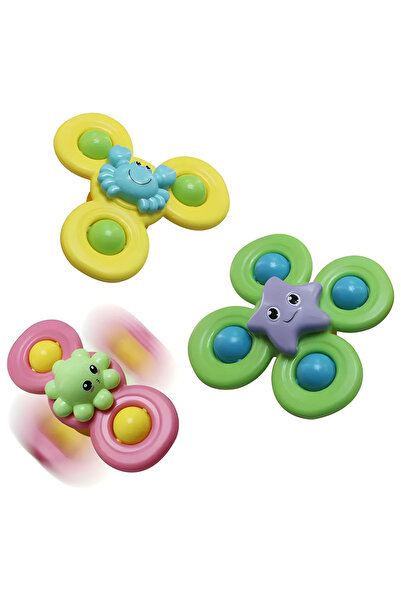 Tim Set of 3 Interactive Toys with Suction Cup – Sensory Spinner 12 cm, Multicolor, for babies 1-2 years old