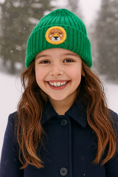 byebruketenci зелена детска и младежка барета с лъвски мотив луксозна вълнена...
