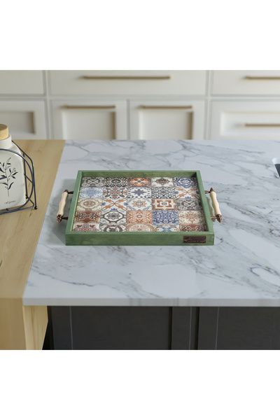 Genel Markalar Esperanza Tepsi 32x32cm Doğal Masif Seramik Sunum Tepsisi