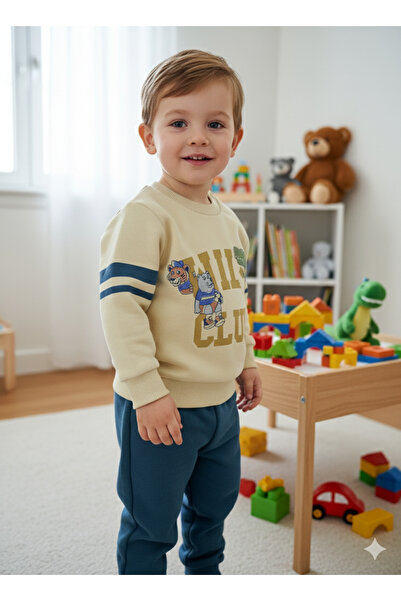 Erkek bebek 3 iplikli baskılı takım